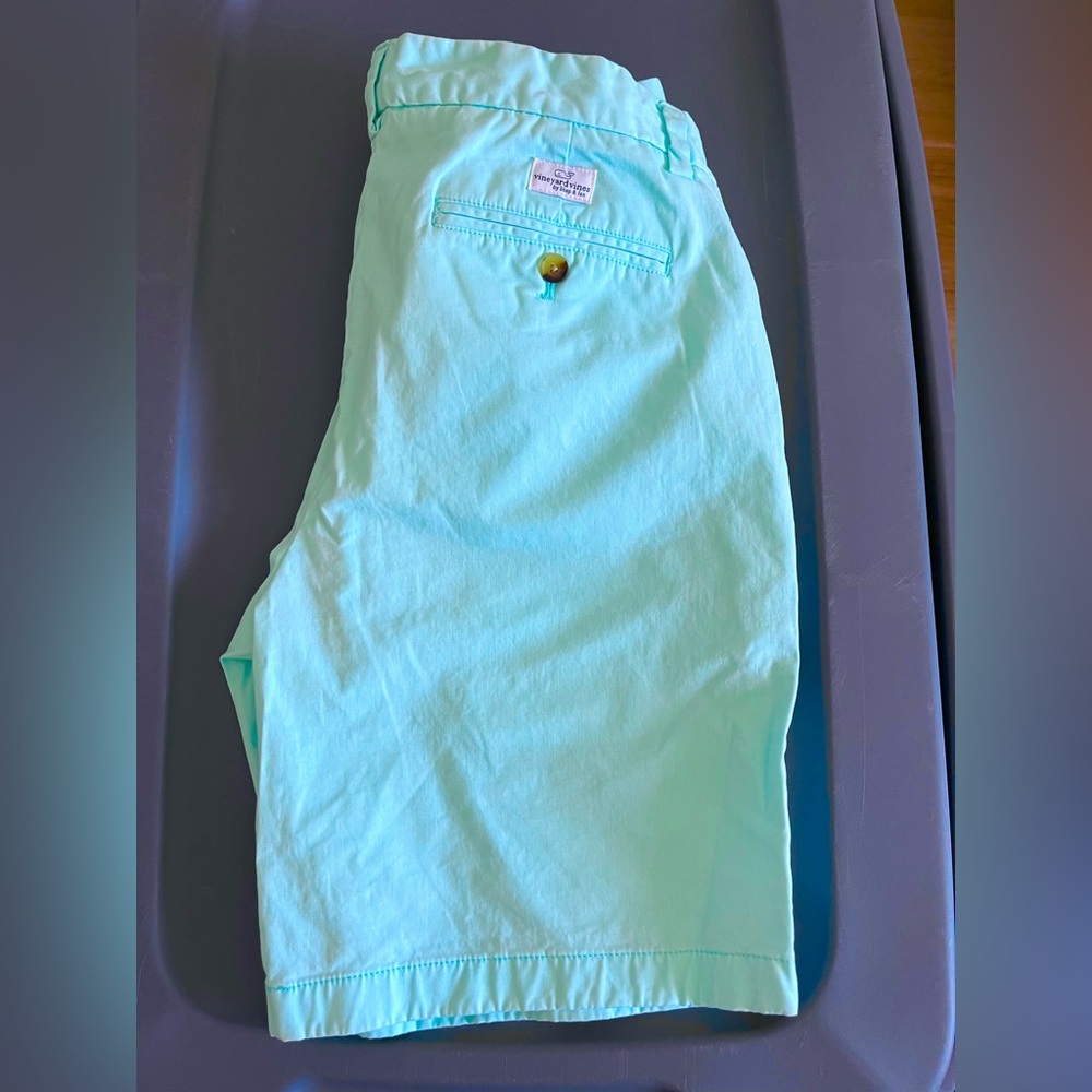 Men’s Vineyard Vines Mint Flat Front Shorts, size 34